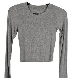 Katie J Women's XL Gray Ribbed Y2k Crop Streetwear Slim Basic Plain Cute Top